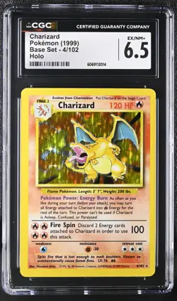CGC 6.5 Charizard 1999 Base Set 4/102 Holo Pokemon Card - Image 1