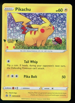 Pikachu SWSH039 General Mills Promo 2020 25th Anniversary Holo Pokemon Card NM - Image 1