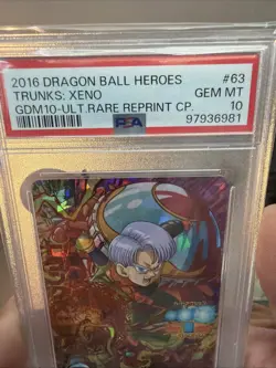 2016 Dragon Ball Heroes Trunks: Xeno GDM10-ULTRA Rare PSA 10 Gem Reprint Card - Image 2