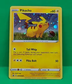 Pokemon Near Mint Condition Pikachu COSMOS HOLO Black Star PROMO card SWSH039 - Image 1