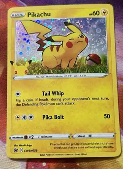 Pikachu SWSH039 Holo Black Star Promo Card NM Condition - Image 1