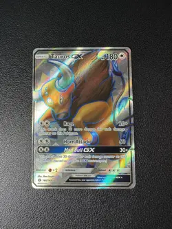 Pokemon TCG 144/149 Tauros GX Sun and Moon Ultra Rare Full Art Holofoil Card - Image 1