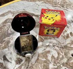 23K Gold Plated PIKACHU Trading Card 1999 Burger King Pokemon Ball w/Box - Image 1