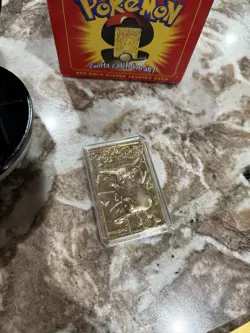 23K Gold Plated PIKACHU Trading Card 1999 Burger King Pokemon Ball w/Box - Image 4