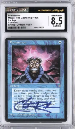 MTG Magic the Gathering Ice Age Brainstorm Signed Christopher Rush CGC JSA 8.5 - Image 1