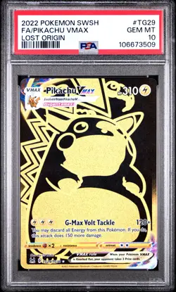 2022 POKEMON SWORD & SHIELD LOST ORIGIN #TG29 FULL ART/PIKACHU VMAX PSA 10 - Image 1