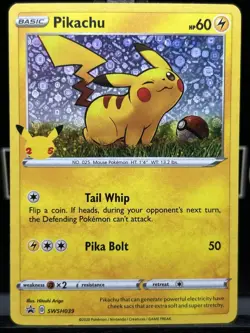 2020-Current Pokemon Sword & Shield - Black Star Promos Pikachu #SWSH039 - Image 3
