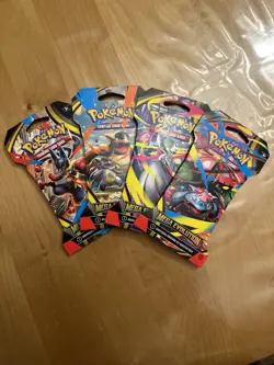 Pokemon Mega Evolution Sleeved Booster Pack Art As Shown 30 packs In Hand - Image 1