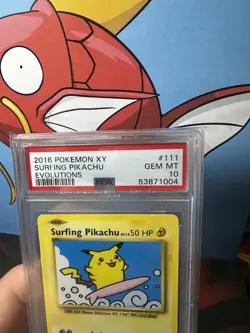 2016 XY Evolutions Surfing Pikachu 111/108 PSA 10 Pokemon Card - Image 3