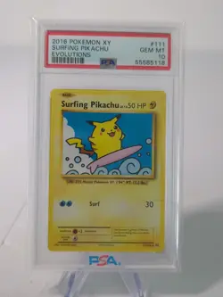 2016 POKEMON XY EVOLUTIONS #111 SURFING PIKACHU PSA 10 - Image 1