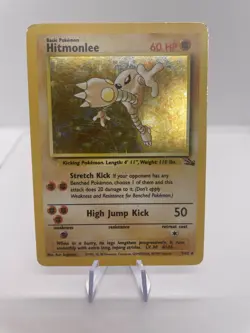 Pokemon TCG Card Hitmonlee Fossil 7/62 Holo Rare (MP) - Image 1