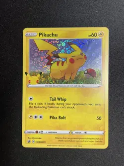 Pokemon TCG Pikachu Pokemon Promos SWSH039 Holo Promo With Protector - Image 1
