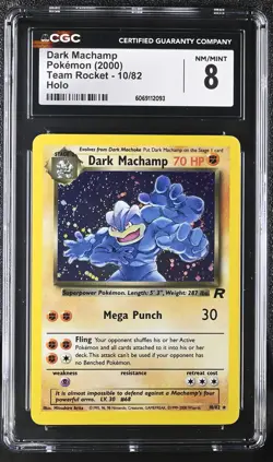 CGC 8 Dark Machamp 2000 Team Rocket 10/82 Holo Pokemon Card - Image 1