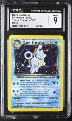 CGC 9 MINT Dark Blastoise 2000 Team Rocket 3/82 Holo Pokemon Card - Image 1