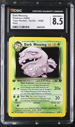 CGC 8.5 Dark Weezing Team Rocket 1st Edition 14/82 Holo Pokemon Card - Image 1