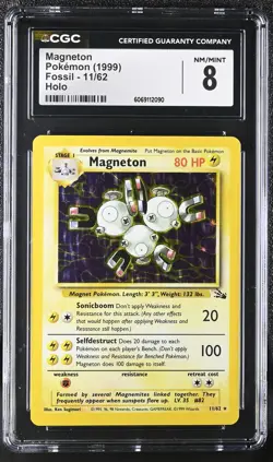 CGC 8 Magneton 1999 Fossil 11/62 Holo Pokemon Card - Image 1