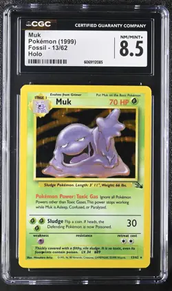 CGC 8.5 Muk 1999 Fossil 13/62 Holo Pokemon Card - Image 1
