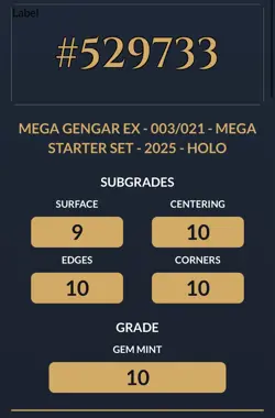 ACE GRADED 10 Pokemon Card Mega Gengar EX 003/021 Starter Set Gengar EX 2025 - Image 3