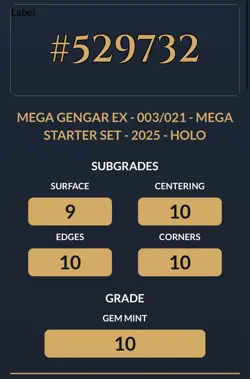 ACE GRADED 10 Pokemon Card Mega Gengar EX 003/021 Starter Set Gengar EX 2025 - Image 4