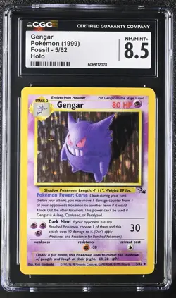 CGC 8.5 Gengar 1999 Fossil 5/62 Holo Pokemon Card - Image 1