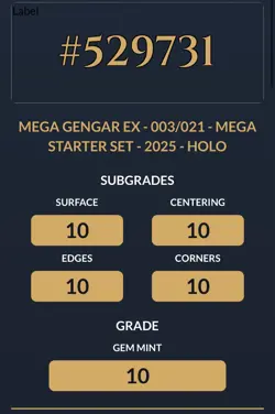 ACE PERFECT 10 Pokemon Card Mega Gengar EX 003/021 Starter Set Gengar EX 2025 - Image 3