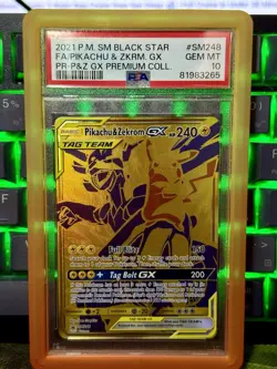 Pokemon Pikachu & Zekrom GX Tag Team Black Star Promo Card SM248 PSA 10 - Image 1