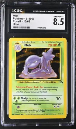 CGC 8.5 Muk 1999 Fossil 13/62 Holo Pokemon Card - Image 1