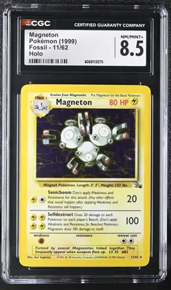 CGC 8.5 Magneton 1999 Fossil 11/62 Holo Pokemon Card - Image 1