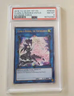 PSA 8 NM-MT Yu-Gi-Oh! Clara & Rushka the Ventriloduo Yugioh EN049 - Image 1
