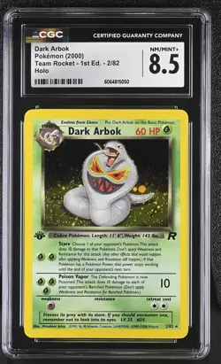 CGC 8.5 Dark Arbok Team Rocket 1st Edition 2/82 Holo Pokemon Card - Image 1