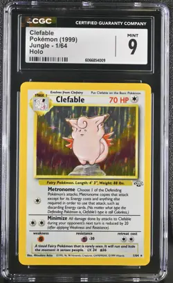 CGC 9 MINT Clefable 1999 Jungle 1/64 Holo Pokemon Card - Image 1