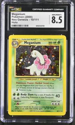 CGC 8.5 Meganium 2000 Neo Genesis 10/111 Holo Pokemon Card - Image 1