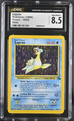 CGC 8.5 Lapras 1999 Fossil 10/62 Holo Pokemon Card - Image 1