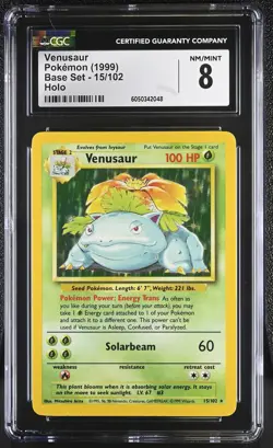 CGC 8 Venusaur 1999 Base Set 15/102 Holo Pokemon Card - Image 1