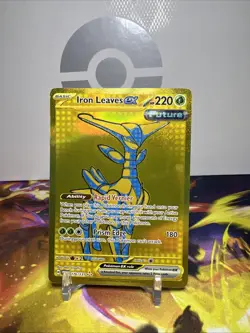 Pokemon Prismatic Evolutions Iron Leaves EX Card 176/131 Gold Hyper Rare - Image 1