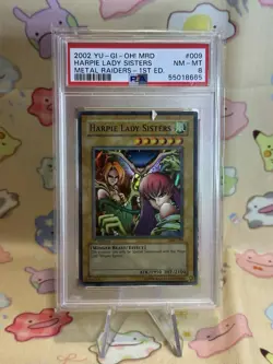 2002 Yu-Gi-Oh! Metal Raiders Harpie Lady Sisters 1st Edition Card MRD-009 PSA 8 - Image 1