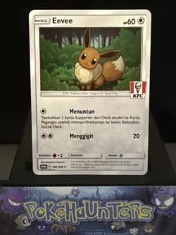 Pokemon Card Eevee 186/SM-P Exclusive Non Holo KFC Promo Indonesian Near Mint - Image 1