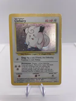 Pokemon TCG Clefairy Base Set Holo Rare Card 5/102 (MP) - Image 1