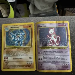 Pomemon Mewtwo And Machamp Holo cards vintage 1990s 2000s Pokemon cards rare - Image 1
