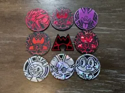 Lot of 8x Rare VINTAGE Pokemon Coins + Team Magma Pin! - Image 1
