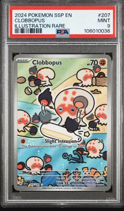 2024 POKEMON SSP EN-SURGING SPARKS #207 CLOBBOPUS ILLUSTRATION RARE PSA 9 - Image 1