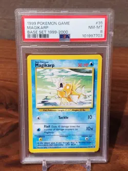 1999 Pokemon Base Set Magikarp 1999-2000 UK 4th Print #35 PSA 8 - Image 1
