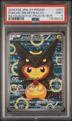 2016 POKEMON JPN XY PROMO #231 PONCHO-WEARING PIKACHU PSA 9 - Image 1
