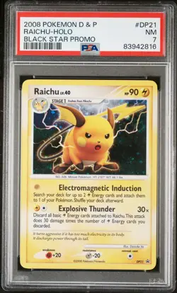 2008 Pokemon D & P Black Star Promo - Raichu DP21 - PSA 7 Holo - Image 1