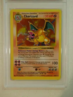 1999 Pokemon Base Set Shadowless Holo Charizard #4 PSA 5 EX Excellent - Image 3