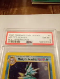 2000 Pokemon Gym Heroes Misty's Seadra Holo-prerelease #9 PSA 8 - Image 2
