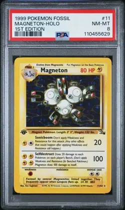 1999 Pokemon Fossil - Magneton 11/62 - 1st Edition - Holo - PSA 8 - Image 1
