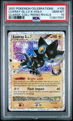 2021 POKEMON CELEBRATIONS CLASSIC COLL #109 LUXRAY GL LV.X-HOLO PSA 10 - Image 1