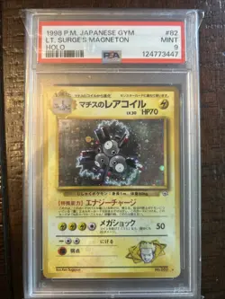 Pokemon Lt. Surge's Magneton Holo Swirl Gym Heroes Japanese Edition PSA 9 Mint - Image 1