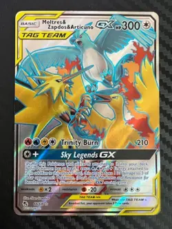 Pokemon TCG Moltres & Zapdos & Articuno Tag Team GX Hidden Fates 66/68 Holo LP - Image 1